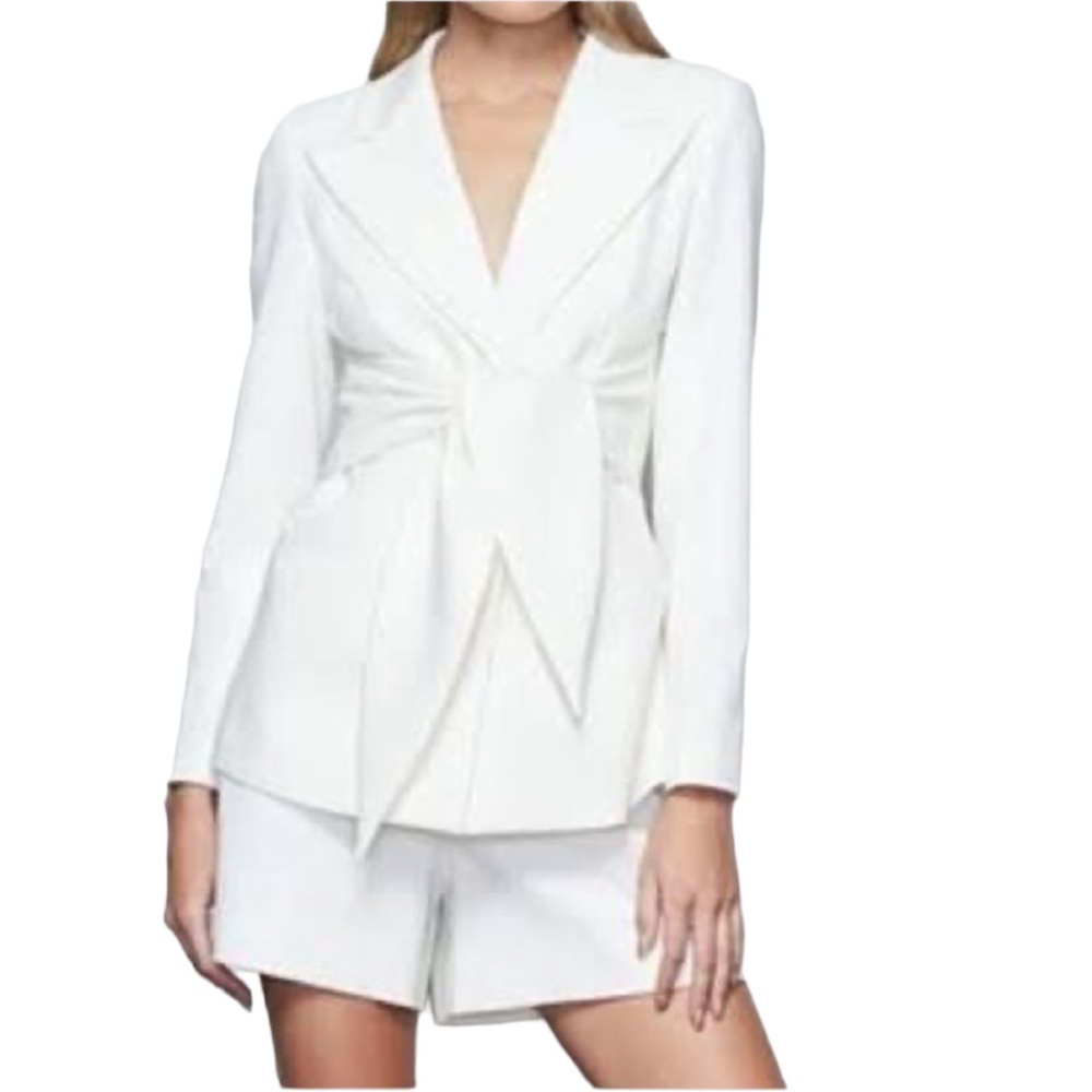 Good American Ivory Ecru Executive Tie Waist Belted Blazer - 3XL